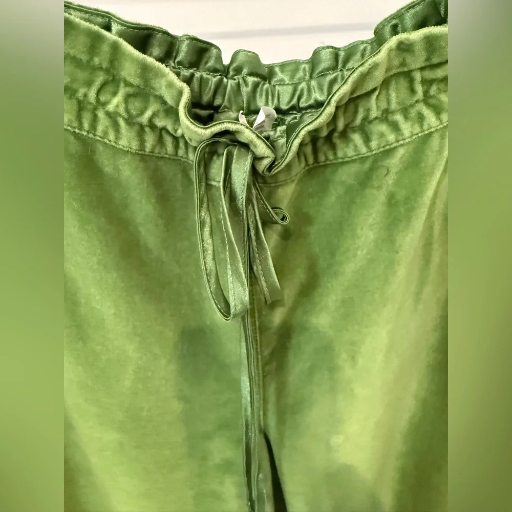 J Crew Green Cotton Velvet and Satin Drawstring Pants Size XL